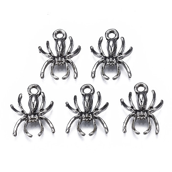 Alloy Pendants, Cadmium Free & Nickel Free & Lead Free, Spider, Electrophoresis Black, 17.5x13.5x2.5mm, Hole: 1.8mm