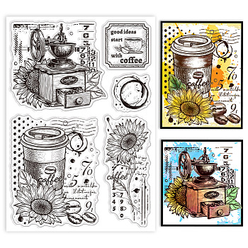 Custom PVC Plastic Clear Stamps, for DIY Scrapbooking, Photo Album Decorative, Cards Making, Sunflower, 160x110x3mm