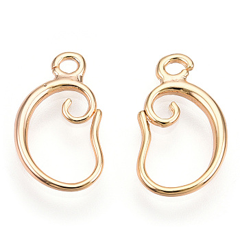 Brass Earring Hooks, with Horizontal Loop, Nickel Free, Real 18K Gold Plated, 16.5x9.5x2mm, Hole: 1.5mm, 18 Gauge, Pin: 1mm