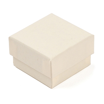 Cardboard Paper Jewelry Storage Boxes with Sponge, Gift Package Supplies, Square, Antique White, 5.1x5.1x3.2cm