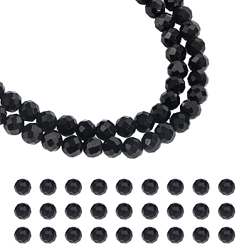 2 Strands Natural Black Spinel Beads Strands, Faceted, Round, 3mm, Hole: 0.5mm, about 132~135pcs/strand, 15 inch
