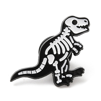 Halloween Skeleton Enamel Pins, Electrophoresis Black Alloy Badge for Backpack Clothes, Dinosaur, 21x28x1.5mm