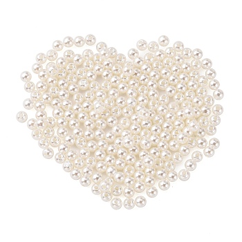 Imitation Pearl Acrylic Beads, Dyed, Round, Creamy White, 16x15.5mm, Hole: 2mm, about 250pcs/pound