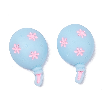 Opaque Resin Cabochons, Balloon with Flower, Light Coral, 27x17x10mm