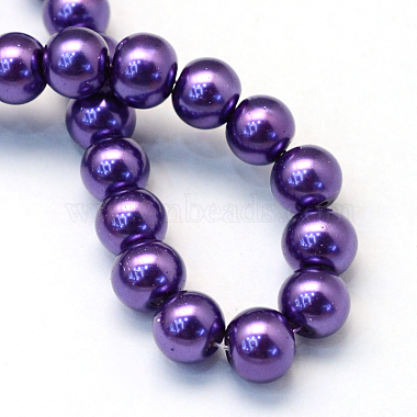 Baking Painted Pearlized Glass Pearl Round Bead Strands(HY-Q330-8mm-76)-4