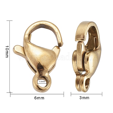Ion Plating(IP) 304 Stainless Steel Lobster Claw Clasps(STAS-H353-B-02G)-3