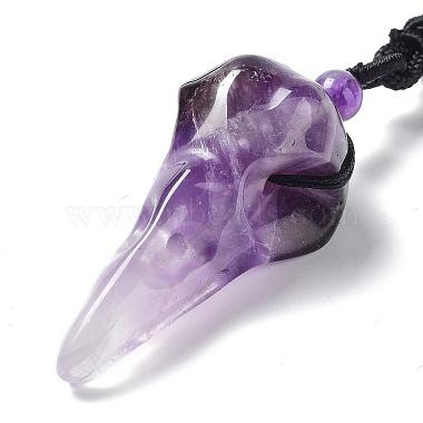 Natural Amethyst Plague Doctor Pendant Necklace with Nylon Rope(NJEW-H009-01-10)-2