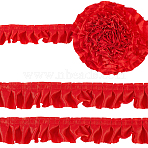 10M Polyester Ruffled Trimming, for Doll Clothes, Lolita Costume Accessories, Red, 1-5/8 inch(40mm)(OCOR-GF0004-57C)