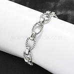 304 Stainless Steel Oval Link Chain Bracelets for Women, Stainless Steel Color, 7-1/8 inch(18cm) Long+28mm Extender(X-BJEW-R021-09P)