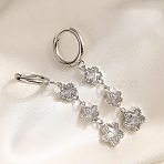 304 Stainless Steel & Cubic Zirconia Hoop Earrings, Star, Stainless Steel Color, Clear, 47x8mm(WGEAE64-01)