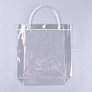 Valentine's Day Transparent PVC Plastic Gift Bag with Handle, for Wedding Birthday Baby Shower, Recycled Bag, Square, Clear, 24.5x24.5x1cm(ABAG-WH0005-22)
