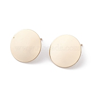 Rack Plating Brass Stud Earring Findings, with Vertical Loops and 925 Silver Pins, Flat Round, Long-Lasting Plated, Cadmium Free & Lead Free, Real 14K Gold Plated, 16mm, Hole: 1.5mm, Pin: 0.8mm(KK-G433-19G)