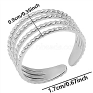 Geometric Minimalist Hollow 304 Stainless Steel Cuff Rings, Wide Band Open Rings(KD9952-1)