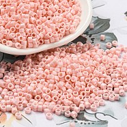 Baking Paint Glass Seed Beads, Cylinder, Pink, 2.5x2mm, Hole: 1.4mm, about 45359pcs/pound(SEED-S042-05A-32)