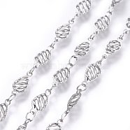 304 Stainless Steel Link Chains, Soldered, teardrop, Stainless Steel Color, 10x4.5x2mm(STAS-P219-58)