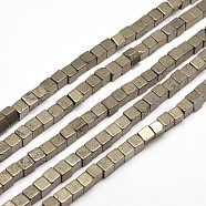 Cube Natural Pyrite Beads Strands, 3x3x3mm, Hole: 1mm, about 127pcs/strand, 15.7 inch(G-I126-17-3x3mm)