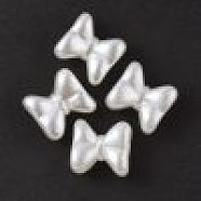 ABS Plastic Imitation Pearl Beads, Bowknot, White, 18.5x20x12.5mm, Hole: 4.5mm, about 196pcs/500g(OACR-P007-64)
