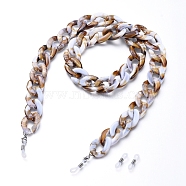 Eyeglasses Chains, Neck Strap for Eyeglasses, with Acrylic Curb Chains, 304 Stainless Steel Lobster Claw Clasps and  Rubber Loop Ends, Tan, 30.7 inch(78cm)(X-AJEW-EH00021-05)