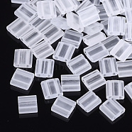 2-Hole Glass Seed Beads, Transparent Colours, Frosted, Rectangle, Clear, 5x4.5~5.5x2~2.5mm, Hole: 0.5~0.8mm(SEED-T003-02C-01)