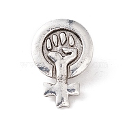 Alloy Fist Lapel Pin Brooch for Backpack Clothes, Antique Silver, 29.5x20x2mm(JEWB-E016-17AS)