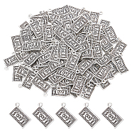 DICOSMETIC Tibetan Style Zinc Alloy Pendants, Paper Currency, Antique Silver, 21x13x2.5mm, Hole: 1.6mm, 100pcs/box(FIND-DC0001-66)