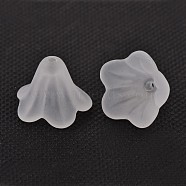 Frosted Acrylic Beads, Flower, White, 10x13.5mm, Hole: 1.8mm, about 1600pcs/500g(PL692-13)