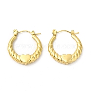 Ion Plating(IP) 304 Stainless Steel Heart Hoop Earrings for Women, Golden, 22x20x3.5mm, Pin: 0.6mm(EJEW-L237-05G)