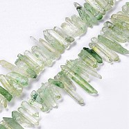 Natural Crackle Quartz Crystal Dyed Beads Strands, Chip, Dark Sea Green, 13~38x3~7x4~7mm, Hole: 1mm, about 67~70pcs/strand, 14.76~15.16''(37.5~38.5cm)(G-I345-05G)