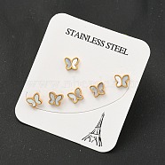 Ion Plating(IP) 304 Stainless Steel Ear Plugs Gauges, with Shell, Butterfly, Golden, 7.5x6.5mm, 3 Pairs/set(EJEW-H012-12G)