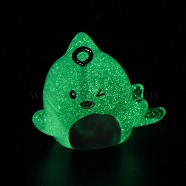 Luminous Resin Pendants, Glow in the Dark Small Shark Charms with Platinum Plated Zinc Alloy Loops, Light Sky Blue, 21x30x4mm, Hole: 1.8mm(RESI-U001-01D)