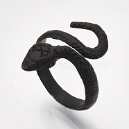 Electrophoresis Alloy Cuff Finger Rings, Snake, Black, Size 9, 19mm(RJEW-S038-194A)
