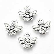 Tibetan Style Alloy Charms, Lead Free & Cadmium Free, Bee Shape, Antique Silver, 9.5x10.5x2mm, Hole: 1.8mm(X-TIBE-S323-028AS-RS)