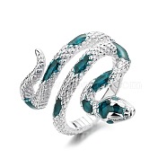 Cool Snake Shape Alloy Resin Open Cuff Ring, High-end Minimalist Style for Women, Teal, show in picture(NN8506-3)