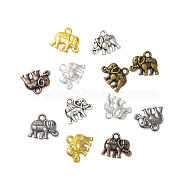 Vintage Elephant Charms, Tibetan Style Alloy Pendants, Lead Free and Nickel Free, Mixed Color, 12x14x2.5mm, Hole: 1mm(A-PALLOY-ZN-47017-M-FF)