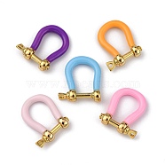Brass Enamel D-Ring Anchor Shackle Clasps, for Bracelets Making, Mixed Color, 18x15~17x4.5~5mm, Hole: 8mm(KK-P201-01G)