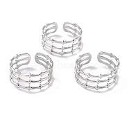 304 Stainless Steel Finger Rings, Cuff Rings, Long-Lasting Plated, Bone Shape, Stainless Steel Color, US Size 6 3/4(17.1mm), 6~9mm(RJEW-L102-12P)