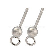 304 Stainless Steel Stud Earring Findings, Round, Stainless Steel Color, 14x3x3mm, Hole: 1.8mm, Pin: 10x0.8mm(STAS-O004-10A-P)