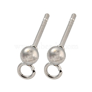 Non-Tarnish 304 Stainless Steel Stud Earring Findings, Round, Stainless Steel Color, 14x3x3mm, Hole: 1.8mm, Pin: 10x0.8mm(STAS-O004-10A-P)