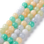 Dyed Natural White Jade Beads Strands, Round, Mixed Color, 8mm, Hole: 1mm, about 48pcs/strand, 15.16 inch(38.5cm)(G-I299-F08-8mm)