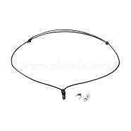 Adjustable Korean Waxed Polyester Cord Necklace Making, with 304 Stainless Steel Lobster Claw Clasps and Pinch Bails, Black, 21.26 inch~27.32 inch(54~69.4cm)(X-AJEW-JB00510-01)