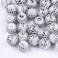 Electroplate Glass Beads, Round with Rhombus Pattern, Coconut Brown, 8~8.5mm, Hole: 1.5mm(EGLA-S178-07A)