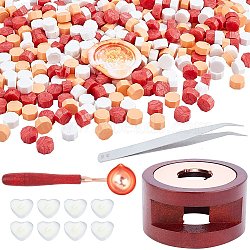 CRASPIRE DIY Stamp Making Kits, Including Seal Stamp Wax Stick Melting Pot Holder, Brass Wax Sticks Melting Spoon, Paraffin Candles and 304 Stainless Steel Beading Tweezers, Orange, 0.9cm, 511pcs/set(DIY-CP0003-88B)