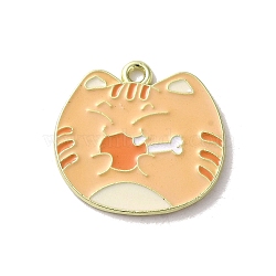 Alloy Enamel Pendants, Golden, Cat Shape, Navajo White, 22.5x23.5x1.4mm, Hole: 1.9mm(FIND-Z034-01A)