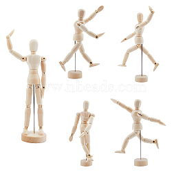 SUPERFINDINGS 3 Styles Unfinished Blank Wooden Puppet, for DIY Hand Painting Crafts, Antique White, 136.5~215x43~58x27~55.5mm(DIY-FH0006-97)