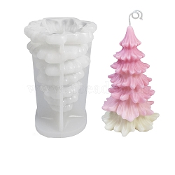 3D Christmas Tree DIY Candle Silicone Molds, for Xmas Tree Scented Candle Making, White, 10x9.5x16cm, Inner Diameter: 14.7x9.6x9.3cm(CAND-B002-13B)