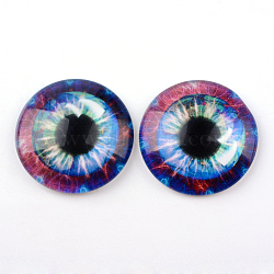 Glass Cabochons for DIY Projects, Half Round/Dome with Dragon Eye Pattern, Medium Orchid, 10x3.5mm(X-GGLA-L025-10mm-08)