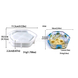 Hexagon Jewelry Tray Food Grade Silicone Molds, Resin Casting Molds, for UV Resin, Epoxy Resin Craft Making, White, 115x105x22mm(PW-WG49331-01)