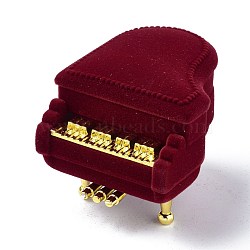 Velvet Ring Boxes, with Plastic, Piano, Dark Red, 7x5.25x5cm(VBOX-F004-14)