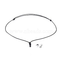 Adjustable Korean Waxed Polyester Cord Necklace Making, with 304 Stainless Steel Lobster Claw Clasps and Pinch Bails, Black, 21.26 inch~27.32 inch(54~69.4cm)(X-AJEW-JB00510-01)