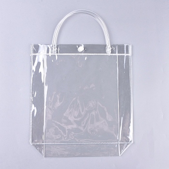 Valentine's Day Transparent PVC Plastic Gift Bag with Handle, for Wedding Birthday Baby Shower, Recycled Bag, Square, Clear, 24.5x24.5x1cm